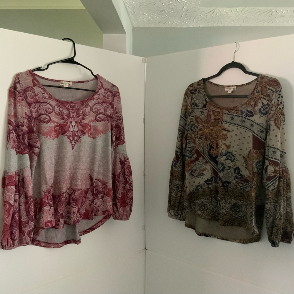 World Unity Long Sleeve Tops. Small/fits more like a Med. Both for $13.